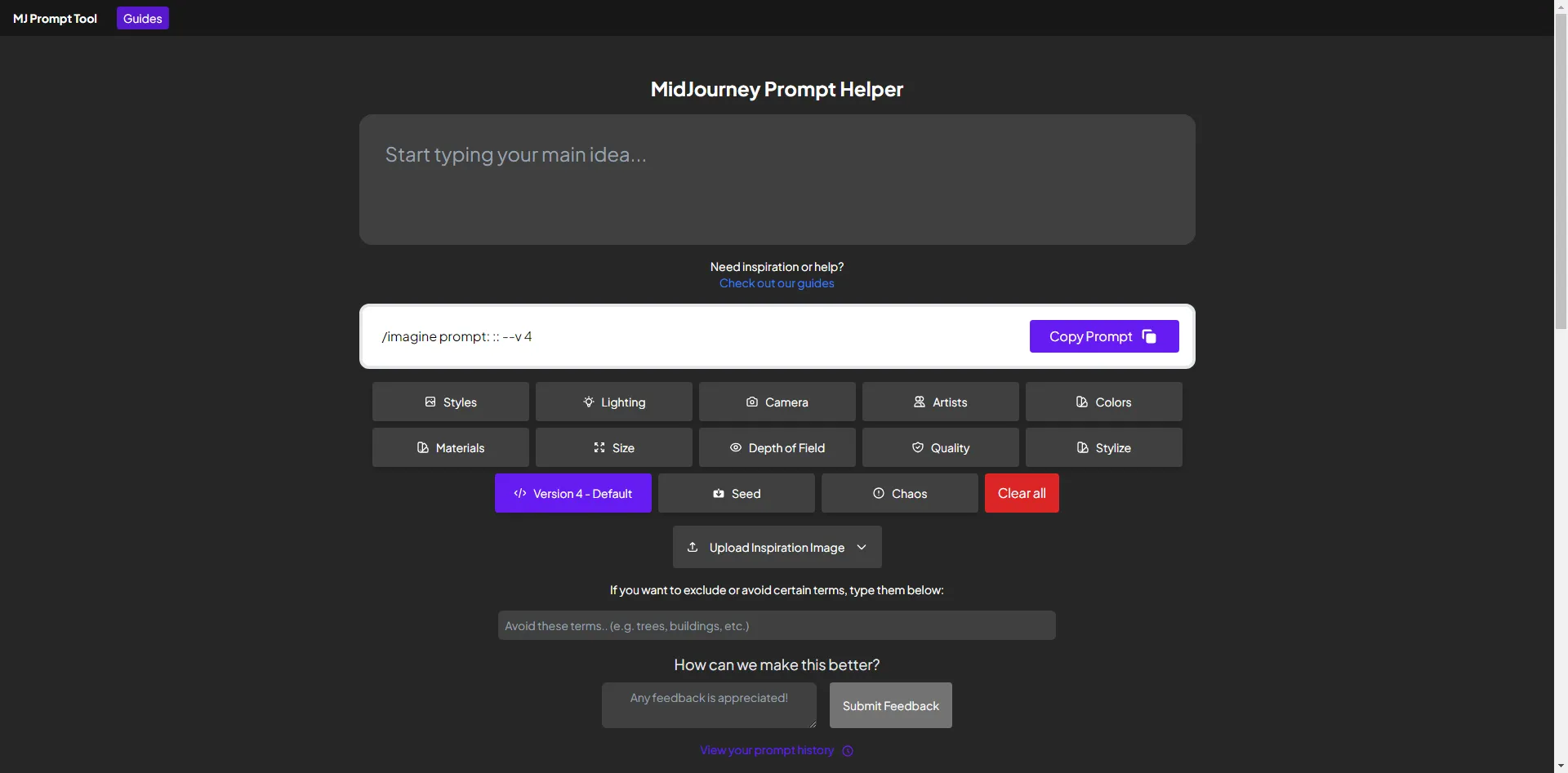 MidJourney Prompt Helper